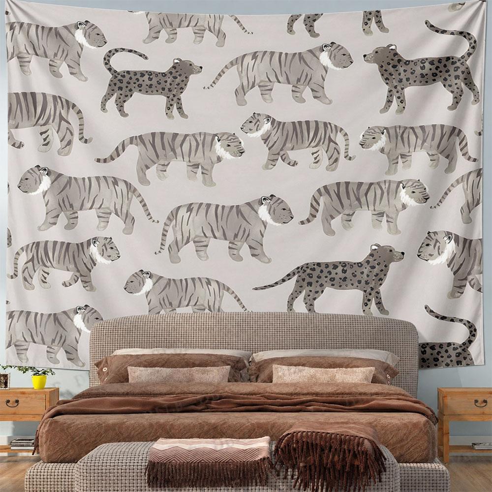 Tigers and Leopards Pattern Tapestry Pattern Wall Hanging Tapestry Decorative Tapestry Home Decor for Bedroom and Living Room