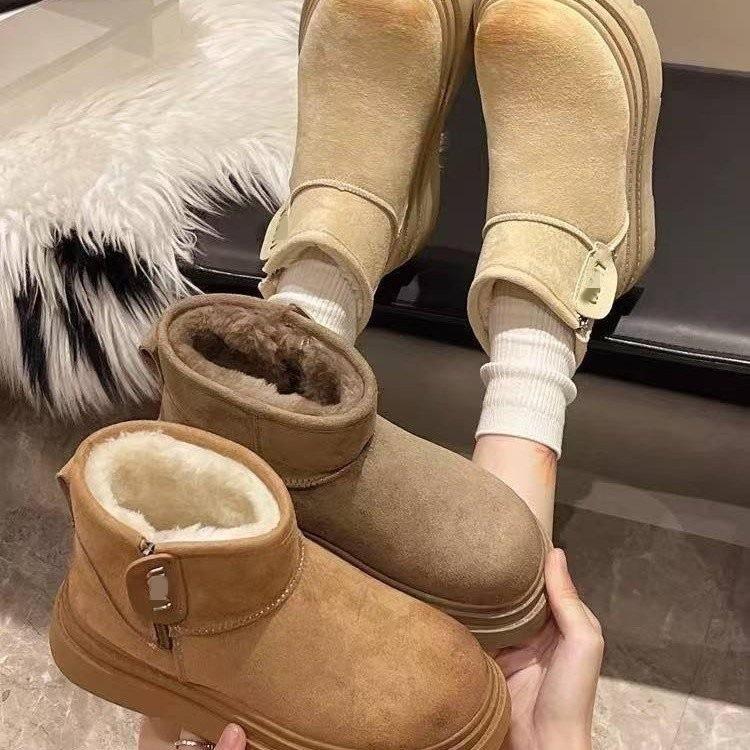Snow Boots Winter New Outdoor Thick-soled Piled Thickened Cotton Boots Warm and Cold-proof Bread Cotton Shoes