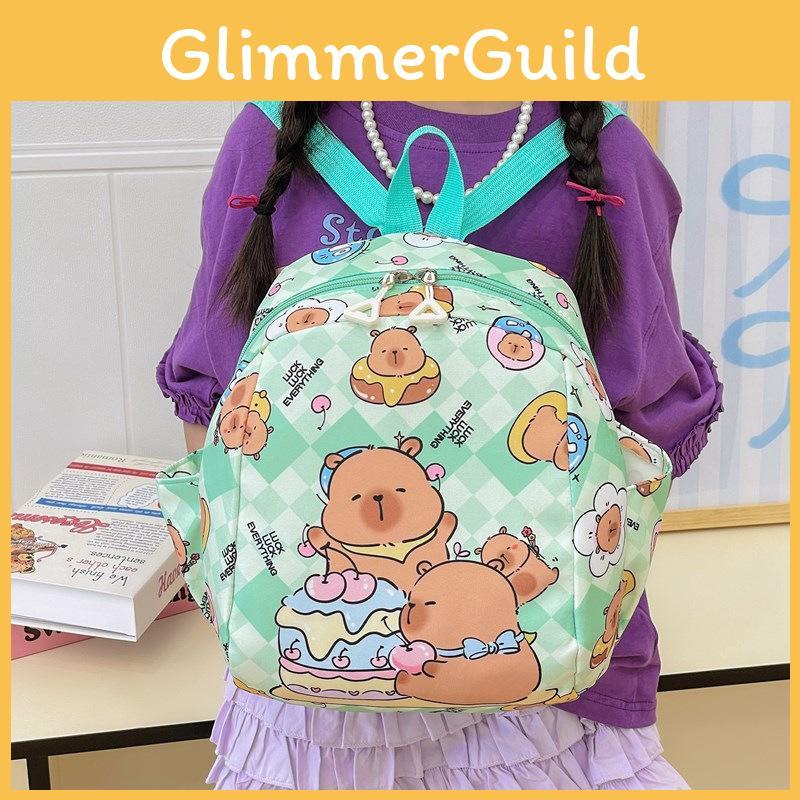 Backpack Capybara Children Zipper Design Adjustable Shoulder Schoolbag Straps