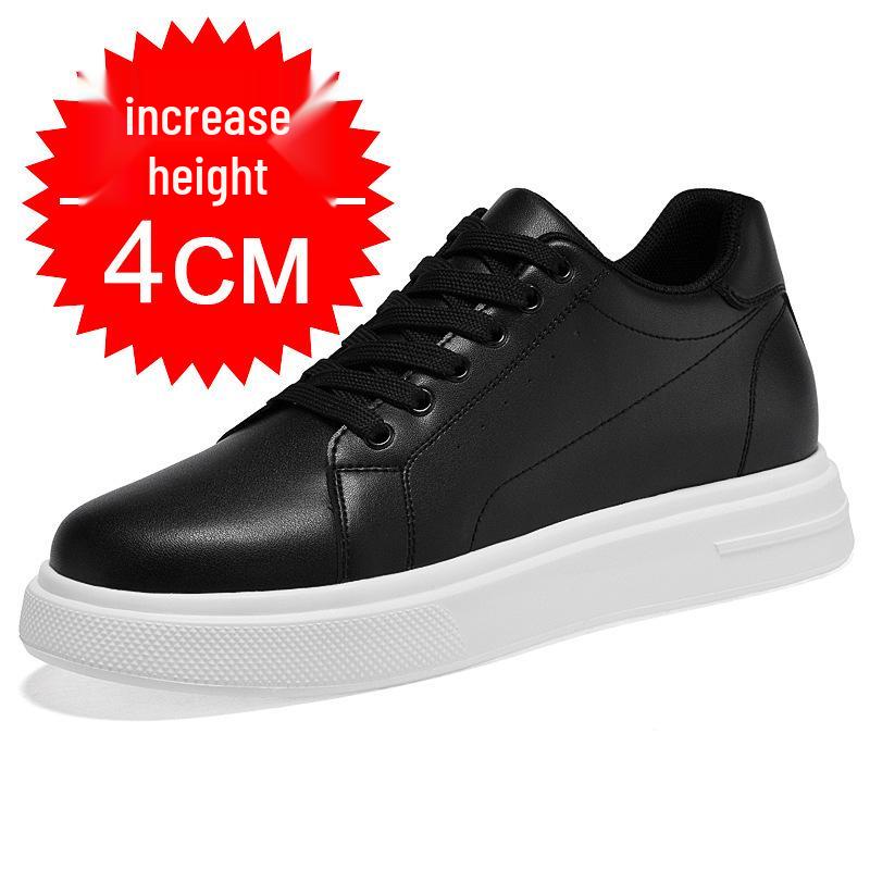 Pánské kožené tenisky zvyšující výšku o 8 cm - Bílé, Trendy silná podrážka, Prodyšné a ležérní sportovní styl