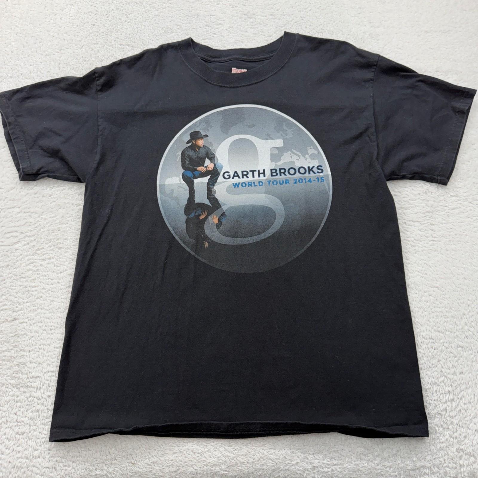 Garth Brooks World Tour 2014-15 Mens Black Graphic T-Shirt Hanes Beefy-T Large Unisex T-Shirt XXL