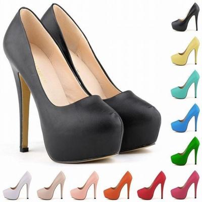 Women Pumps 14cm Sexy Super High Heels Fashion Round Toes Platform Heel Casual Party Dress Red Wedding Shoes Large Size 44