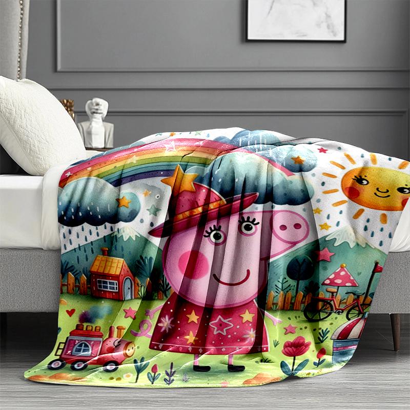 Peppa Pig Print Blanket - Soft & Comfortable, for Bedroom, Travel, Sofa, Home Decoration - Birthday Christmas Gift for Friend