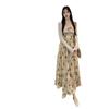 Summer French Butterfly Flower Bodycon Spaghetti Strap Dress