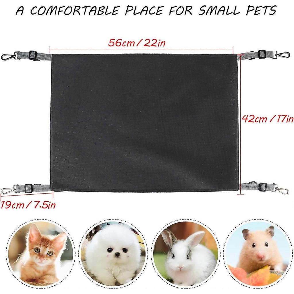 Cat Bed Hammock with Adjustable Straps and Hooks for Small Animals, Double Sided Hanging Swing for Cat, Ferret, Rabbit, Chinchilla, Cat, Pig