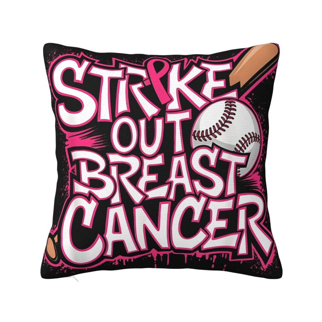 For Breast Cancer Support With Pink Ribbon Pillowcase Polyester Cushion Cover Decor Throw Pillow Case Cover Home Zipper 4040cm