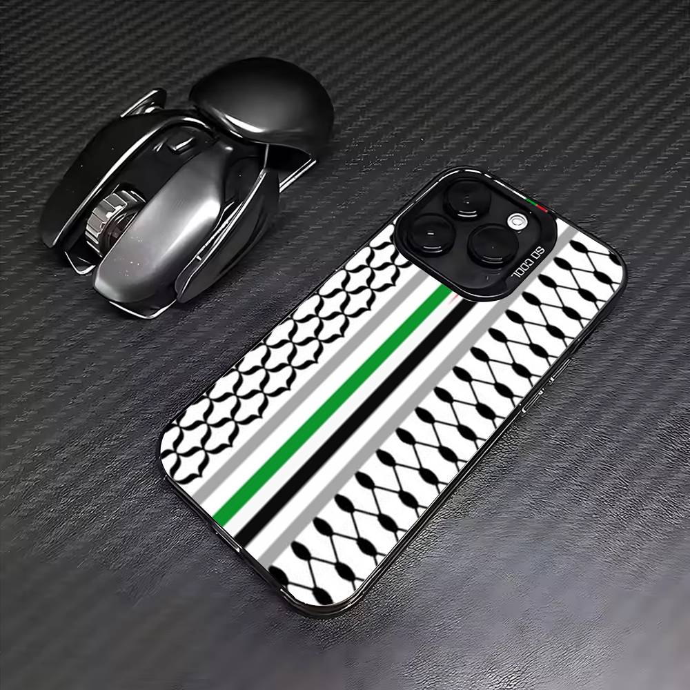 P-Palestine-S Hattah Keffiyeh Phone Case For iPhone17,16,15,14,13,12,11 Plus,Pro Max Colored Silver Plated Inside Cover