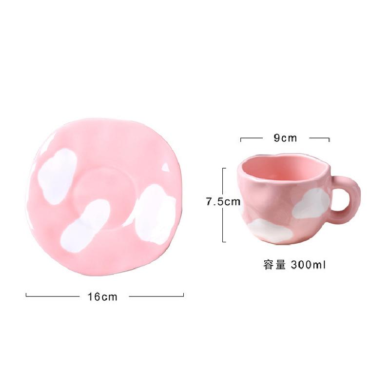 Clouds Coffee Cups and Saucers Hand-held Clouds Ceramic Cups and Dessert Plates Irregular Mugs Milk Mugs Kitchen Tableware Gifts