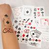 10 Pezzi Tatuaggi Temporanei Impermeabili a Tema Casinò di Las Vegas Carte da Poker Adesivo per Corpo Viso per Adulti Festa di Compleanno Serata Giochi Decorazione