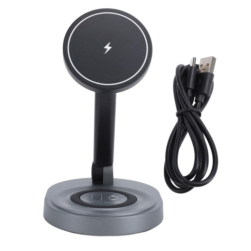 Magnetic Wireless Charger Station 360 Degree Rotating Fast Charging LED Indicator Light Wireless