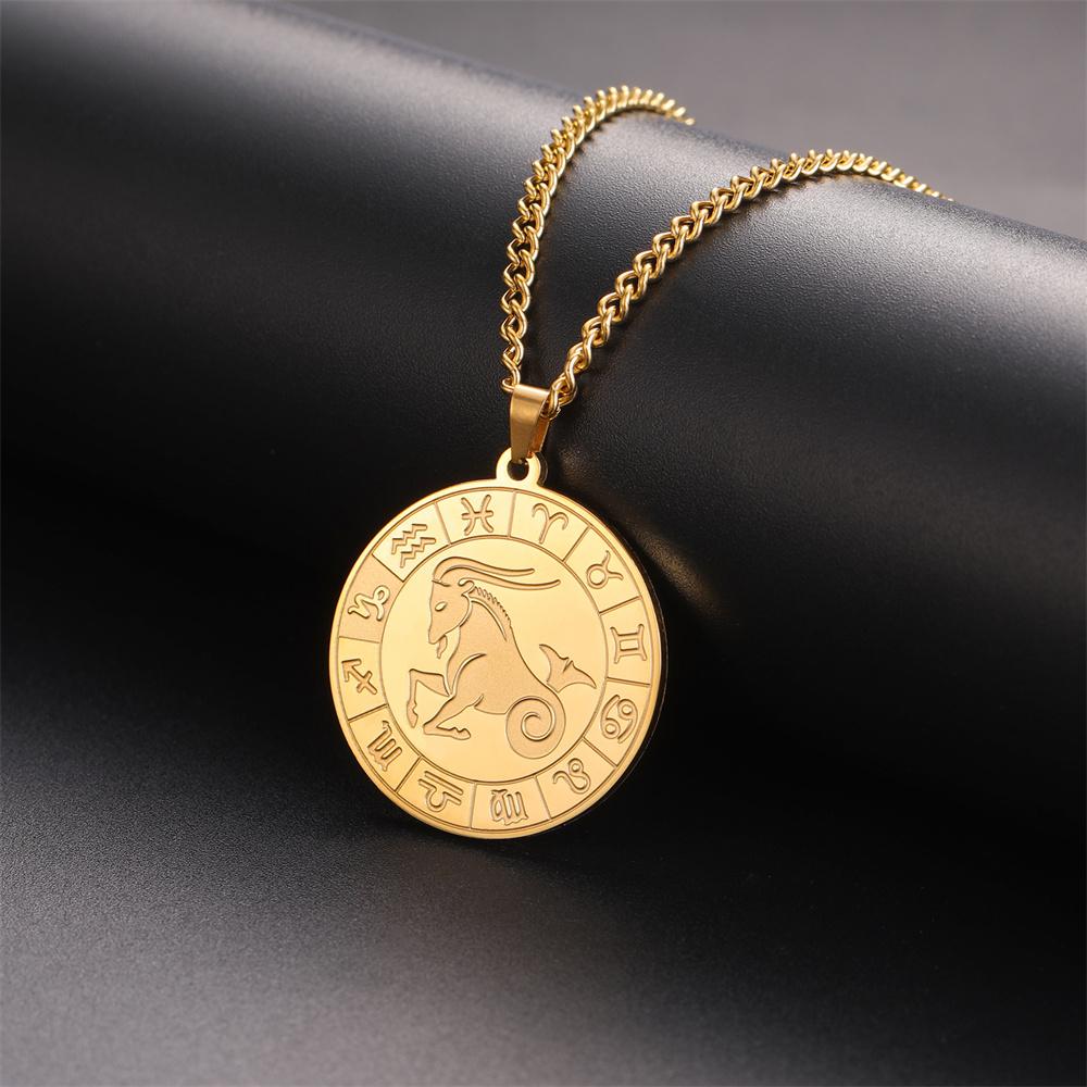 My Shape 12 Constellation Necklace Gothic Zodiac Pendant Chain Women Men Leo Aries Virgo Capricorn Birthday Jewelry Wholesale