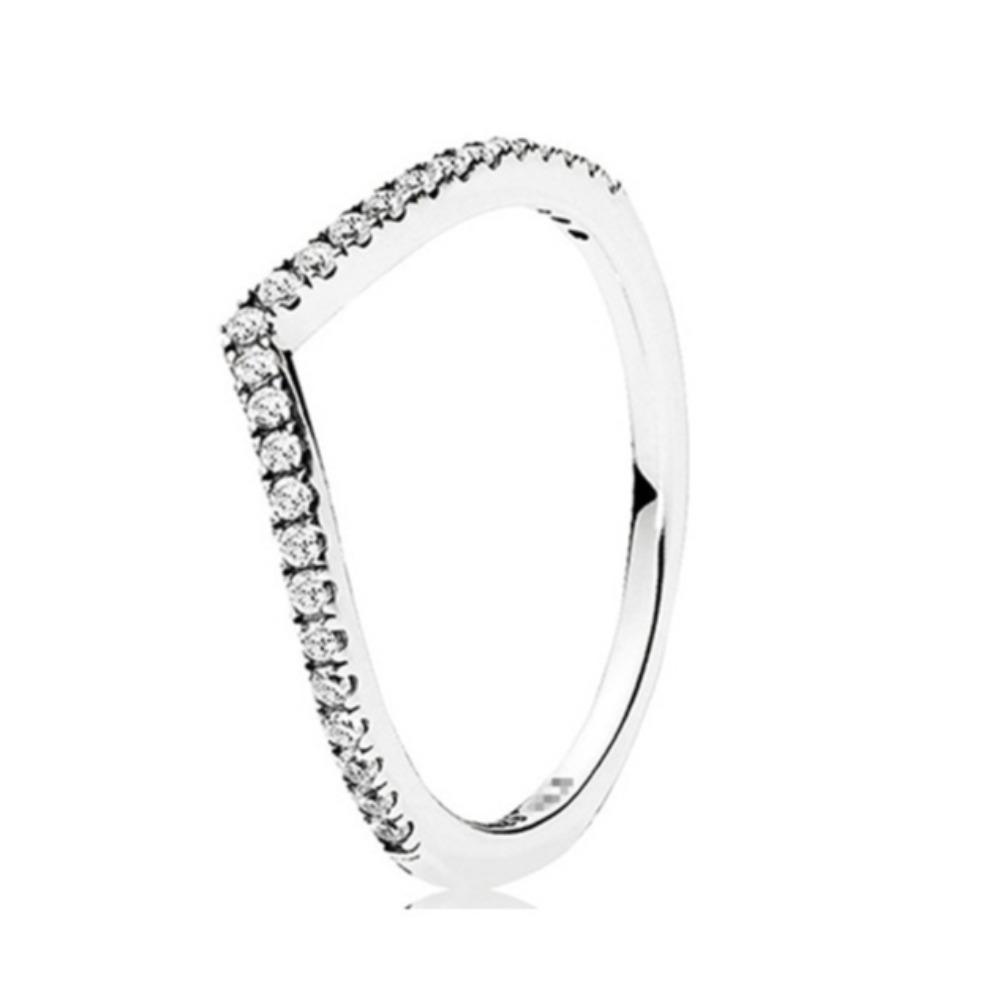 

Silver Princess Wish Ring Zigzag Bar Stackable Romantic Rings for Women 6