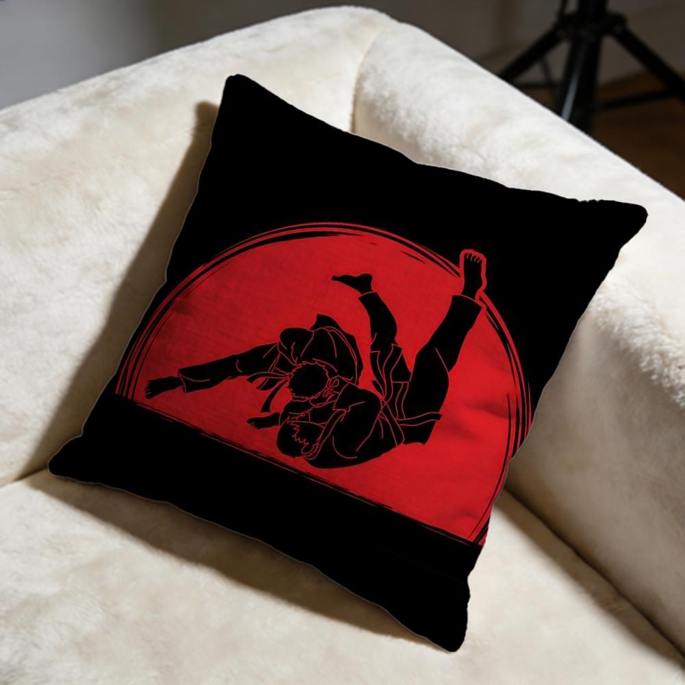 Sports Judo Martial Arts Cushion Cover Soft Decorative Pillow Case Suitable for Bedroom Sofa Car Travel Use