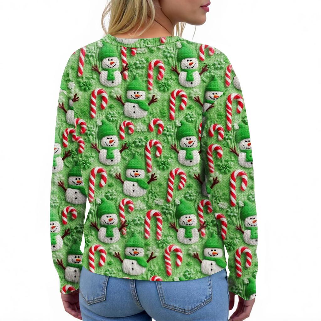 Pulover de Crăciun pentru femei Pulover drăguț și amuzant de Crăciun Toamnă și iarnă Mânecă lungă Pulover tricotat