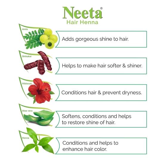 Neeta Hair Henna Colour Natural Brown Hair Color with 5 Natural Herbs, Ammonia Free Hair Colour for Women and Men (25g, Pack of 8)