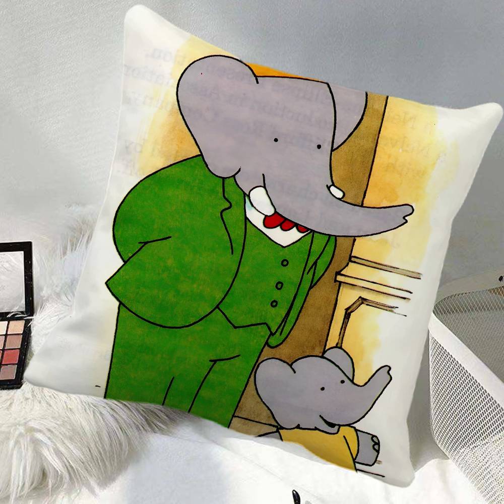 BBabar The Elephant Pillow Case Square Pillow Bedroom Sofa Leisure Comfort Cushion Car Home Decoration