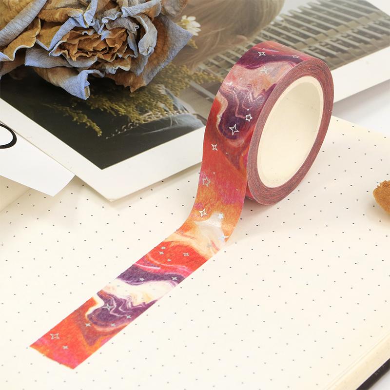 2023 NEW 1X 10M Decor Colorful Galaxy Cloud Silver Stars Washi Tape Set for Scrapbooking Planner Masking Tape papelería kawaii