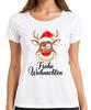 Merry Christmas Reindeer Rudolph Santa Hat Funny Cartoon Ladies TShirt
