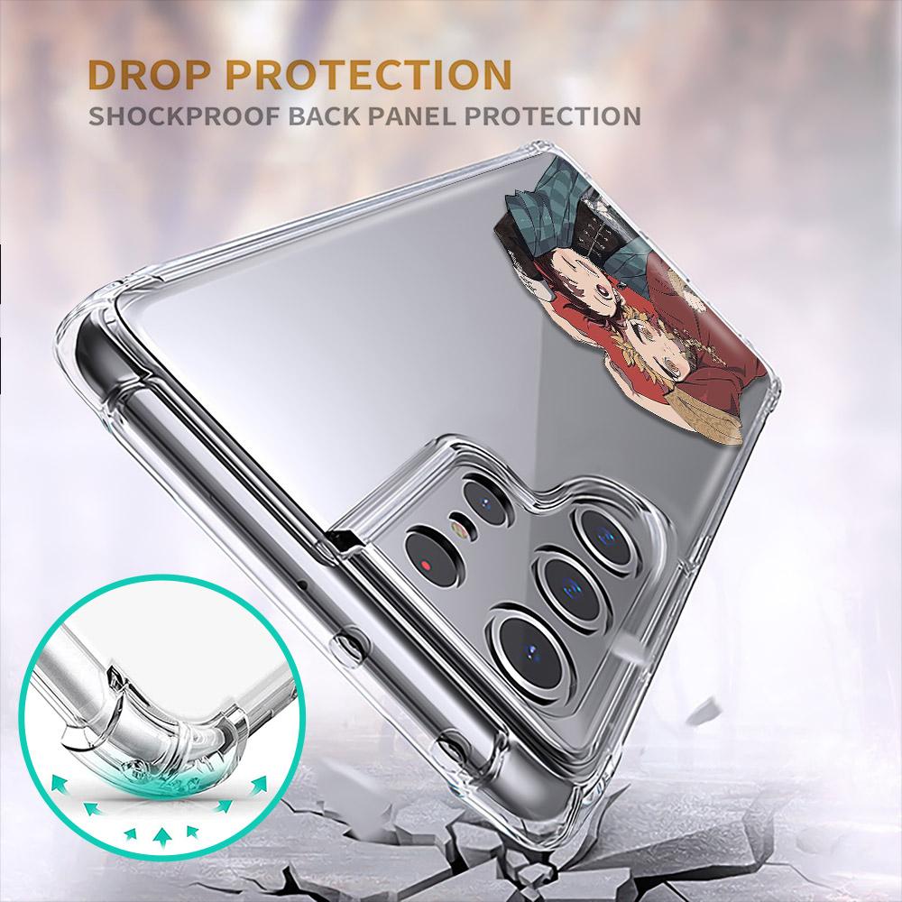Demon Slayer Anime japonské průhledné pouzdro na telefon Samsung S10 S20 Fe S21 S22 S8 S9 Plus S21ultra S22ultra nárazuvzdorné kryty