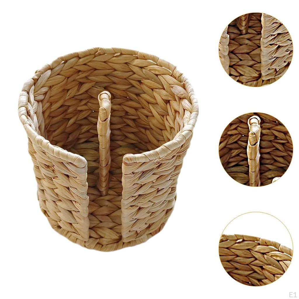 Woven Toilet Paper Basket Freestanding Roll Holder Handwoven Tissue