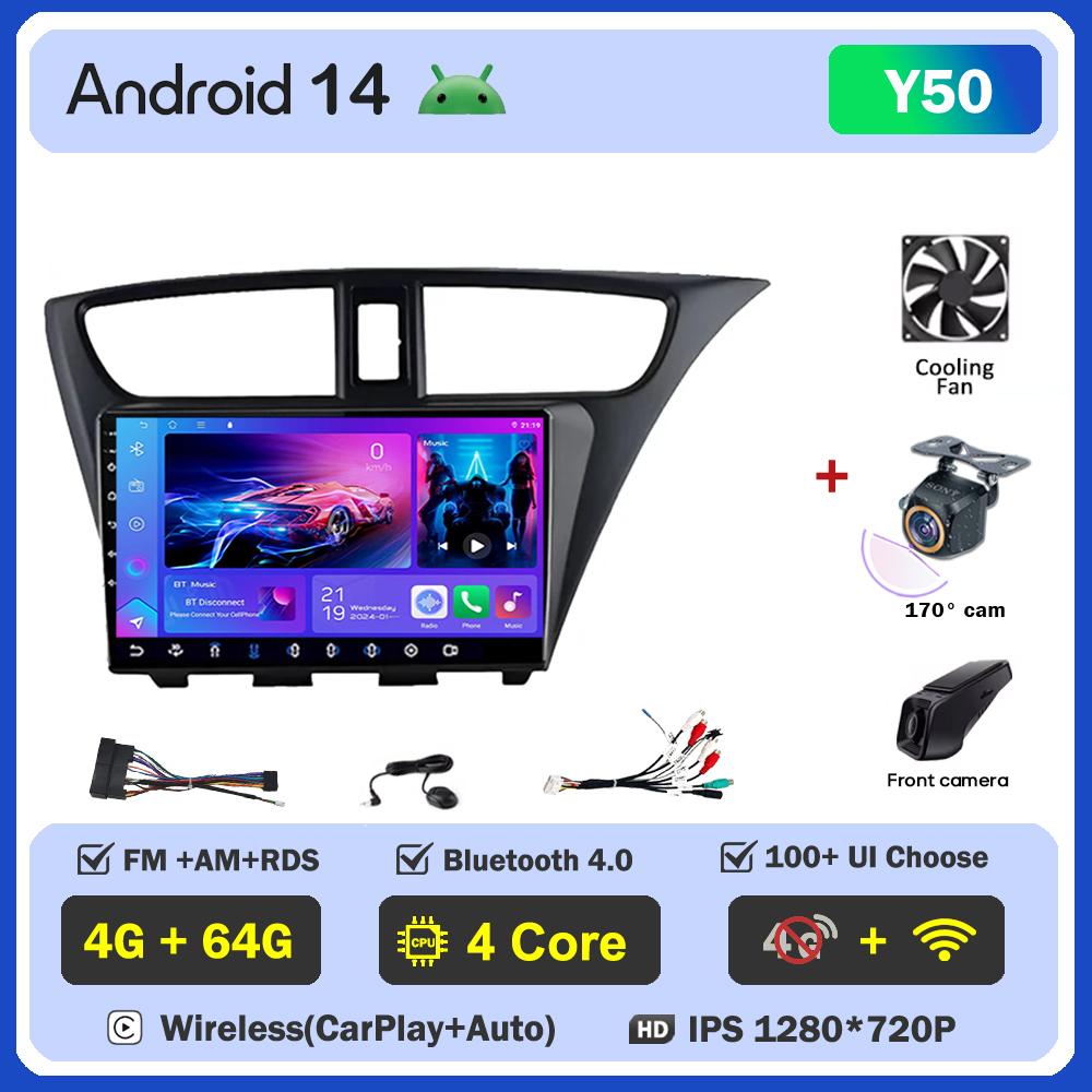 For Honda Civic 9 FK FB 2012 - 2017 Car Radio Player Car Carplay Screen Autoradio Mirr 4G or Link Car Intelligent Systems 8 Core