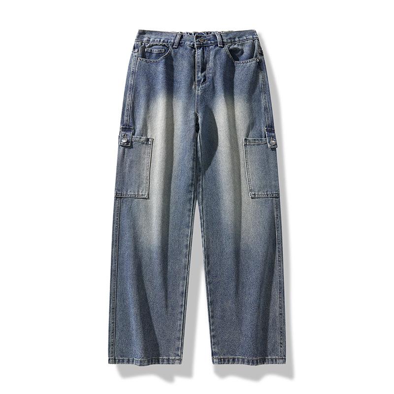 American Work Jeans Men's Spring New Washing Straight-leg Casual Pants for Men's Loose Wide-leg Pants