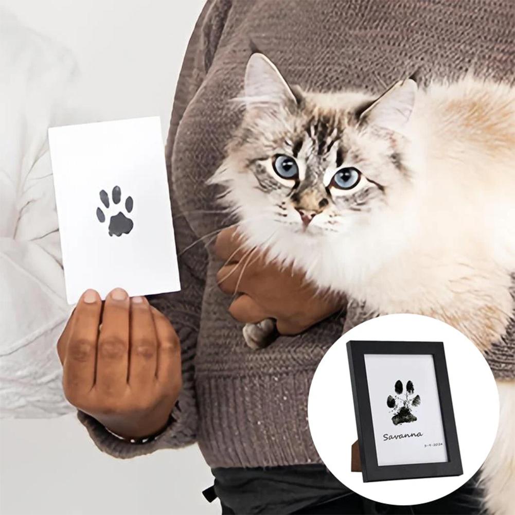 Pet Paw Print Desk Frame With Ink Kit Pet Memorial Picture Frame With Pawprints For Home Decor