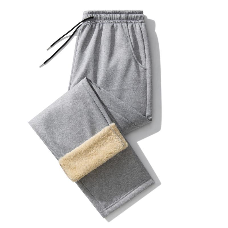 

Men s Sherpa Knitted Straight Solid Color Simple Loose and Versatile Warm Sweatpants High Street Sports and Casual Trousers S сірий колір