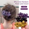 4Pcs Flower Hair Clips  Matte Black Floral Hairpins Hair Claw Clips Non-Slip Hair Clamps Grab Elegant Hair Accessories