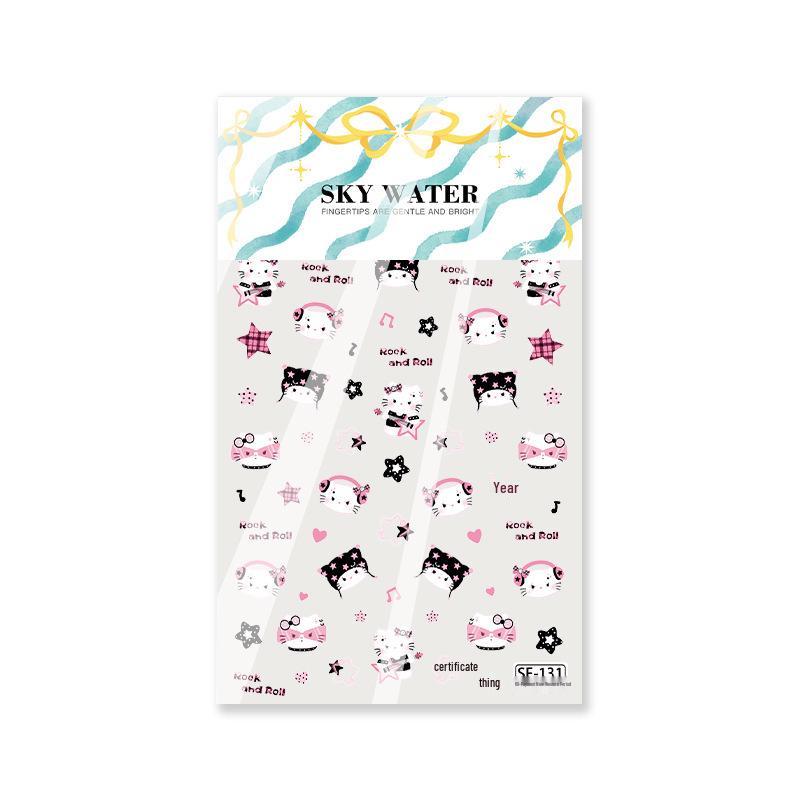 SKY Trend Rock & Hip Hop Music Guitar & Kitty Nail Art Stickers