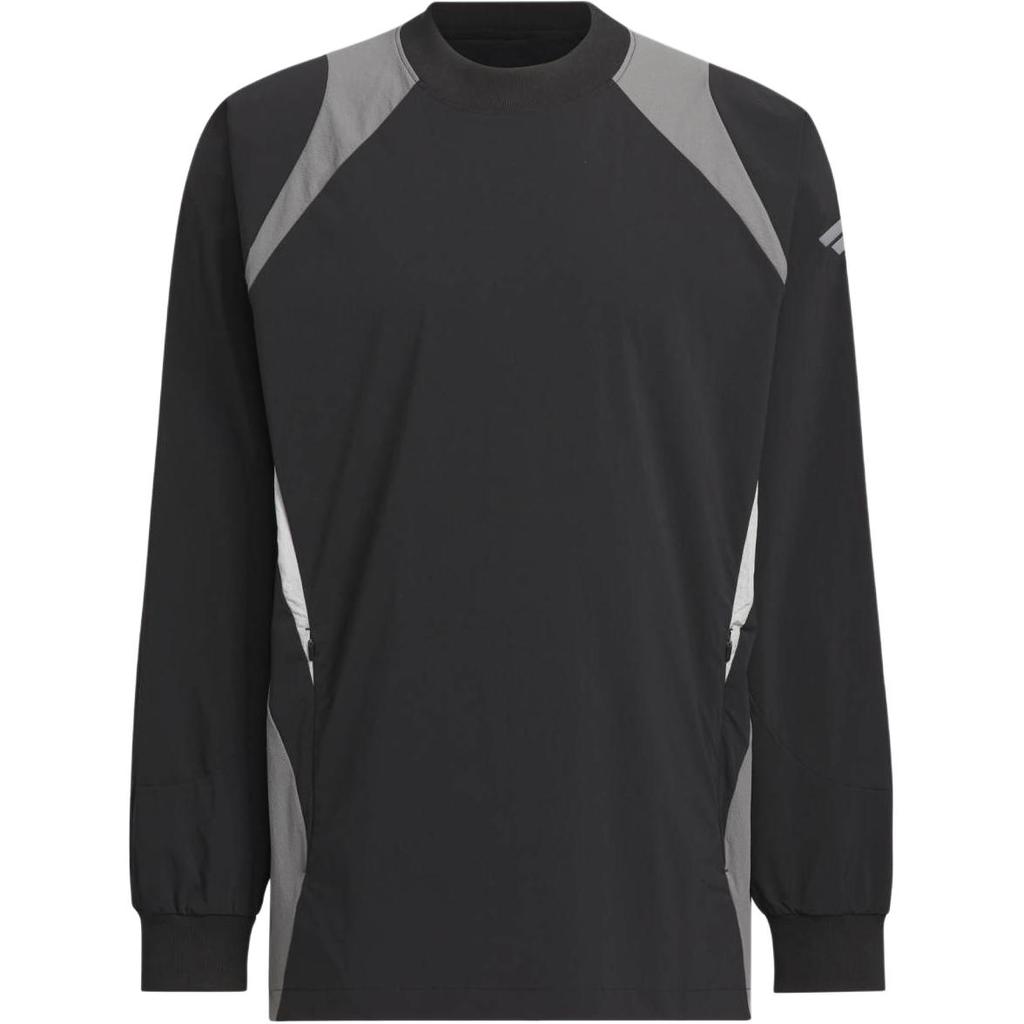 Adidas Futsal Woven Top American Retro Sports Casual Loose Crew Neck Long Sleeve Sweatshirt Men tops Black Dark-Gray JI8744