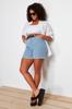 Women's Style Plus Size Gray Pocket and Leg Tassel Detailed Mini Denim Shorts