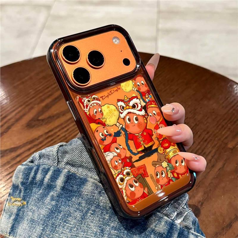 Apple 17 Pro Max Cute Cartoon Phone Case - New Year Edition, High-End Feel for iPhone 17