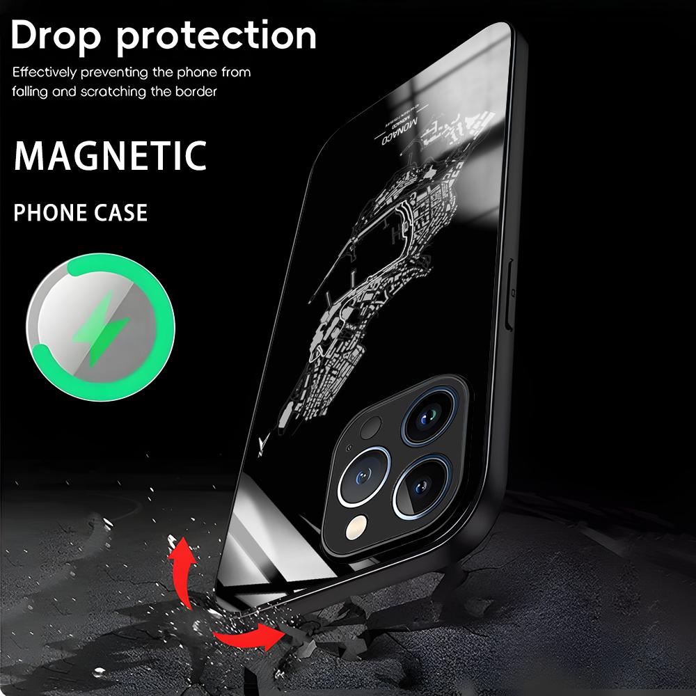 F1 Rennstrecke Print Handyhülle Für iPhone 16 15 14 13 12 11 X XR XS 8 Plus Mini Pro Max Glas Magnetische Hülle