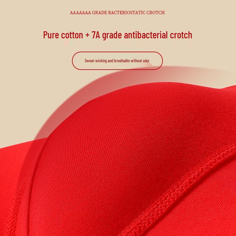 LANGSHA Men's Red Antibacterial Cotton Boxer Briefs (3-Pack)