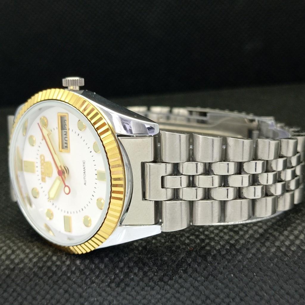 Gebrauchte Seiko 5 Automatik Herrenuhr aus Japan mit seltenem goldenem Uhrwerk 575a-a304781-2