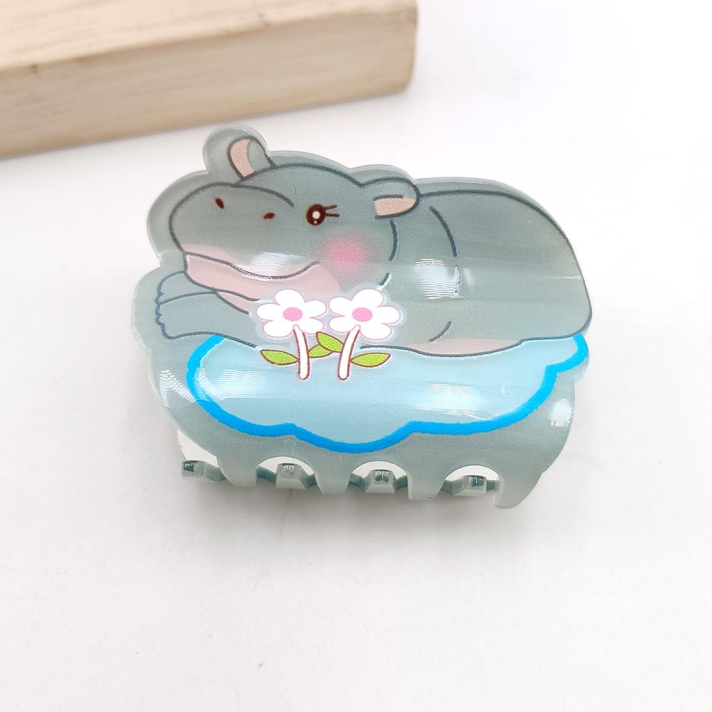 Cute Miss Hippo Hair Claw Flower Acrylic Small Shark Clip Set Headwear Geometry Cartoon Capybara Hair Clip For Girls