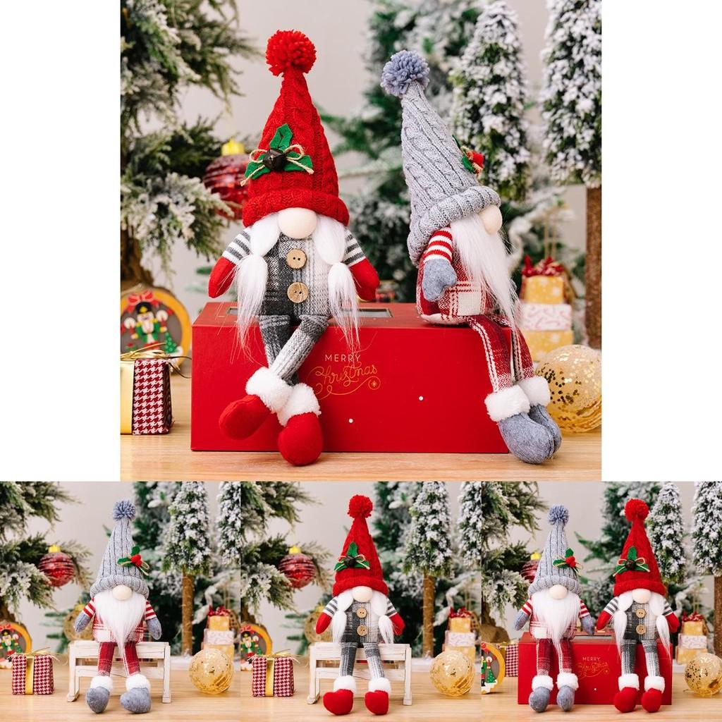 Adorable Nordic Style Christmas Decoration Rudolf Faceless Doll With Knit Cap