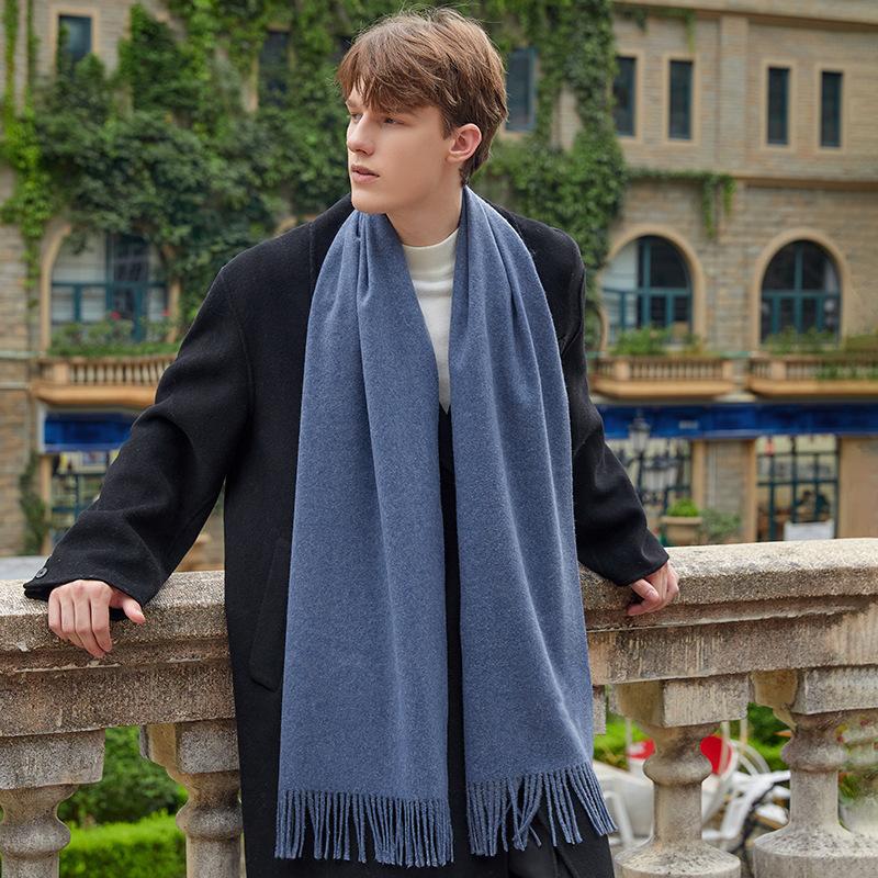 Men's Solid Color Scarf Autumn and Winter New Versatile Wool Scarf Korean Atmosphere Cashmere Scarf Women's Winter Warmth