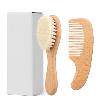 Friendly Infant Grooming Set With Wooden Comb And Wool Brush For Gentle Scalp Care Skin Maintenance