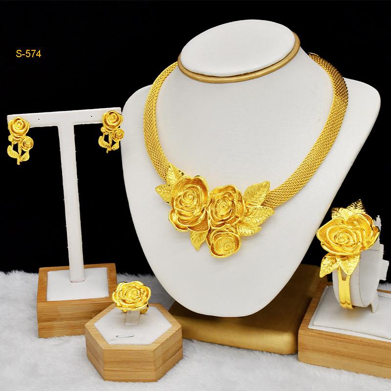 2026 Pakistan Jewelry Middle East Dubai 24k Wedding Bridal Gift Four-piece Set Spot