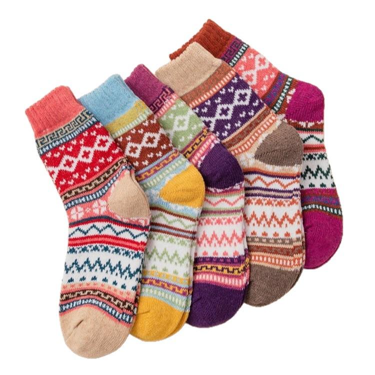 Κάλτσες από Μαλλί Κουνελιού και Κασμίρ σε Vintage Εθνικό Στυλ - Χοντρές & Ζεστές για Φθινόπωρο/Χειμώνα