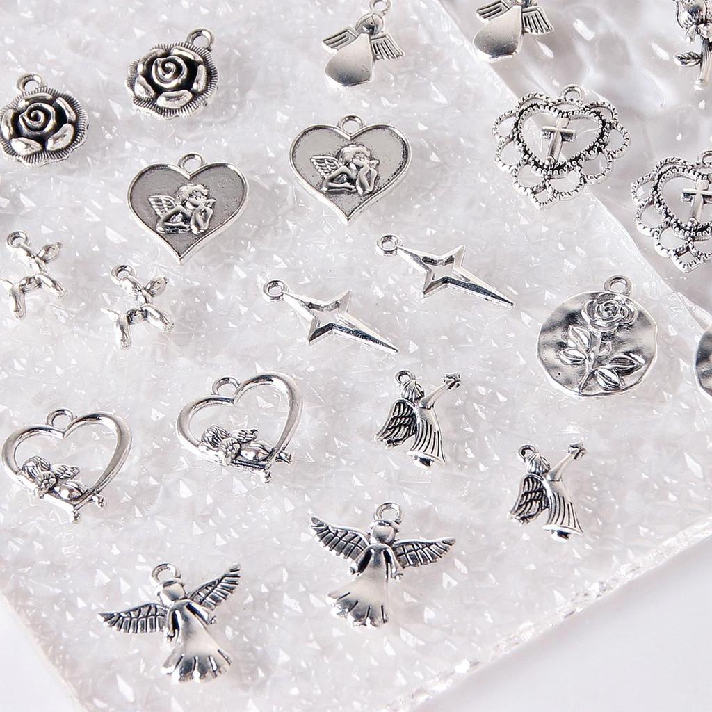 Retro Heart & Flower Pendant Earrings - Handmade Accessories