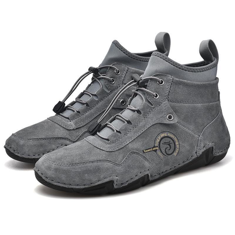 Men's High Top Genuine Leather Martin Boots - Warm Cotton Lined, Large Size, Korean Style, Perfect for Autumn & Winter