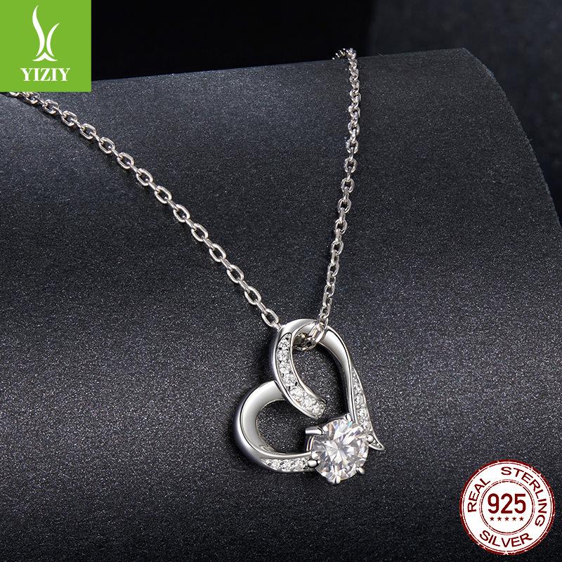 Love Eternal Mozambican Diamond Necklace Women'S Light Luxury Premium S925 Silver Heart Moissanite Clavicle Chain