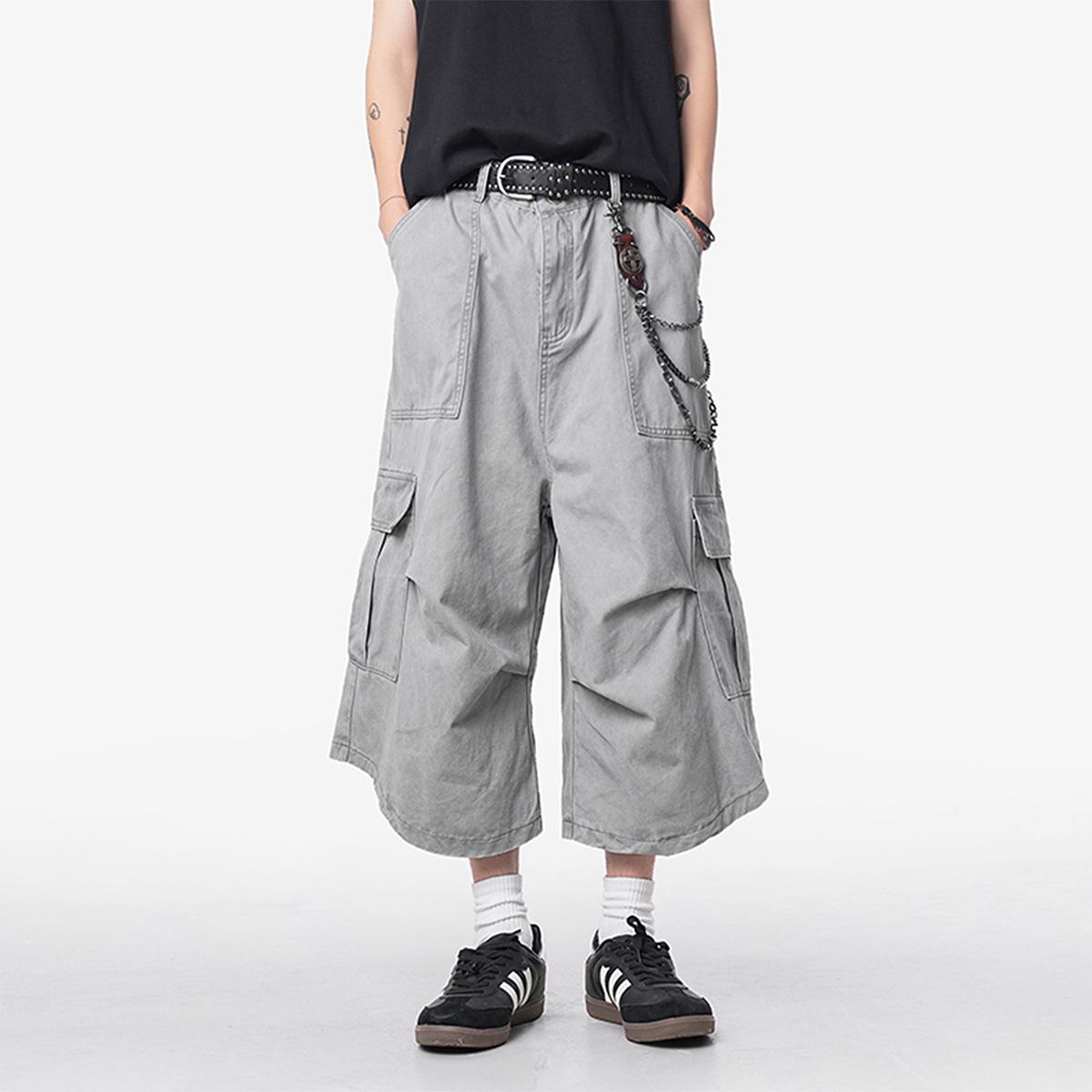 

Мужские американские ретро бриджи с несколькими карманами - Лето 2025 Cleanfit Свободные рабочие брюки. S серый