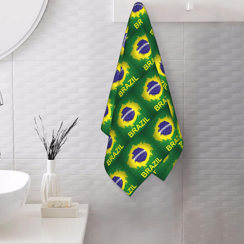 Brazil Flag Soft Face Towel Quick Dry Pool Bath Cotton Towels Absorbent