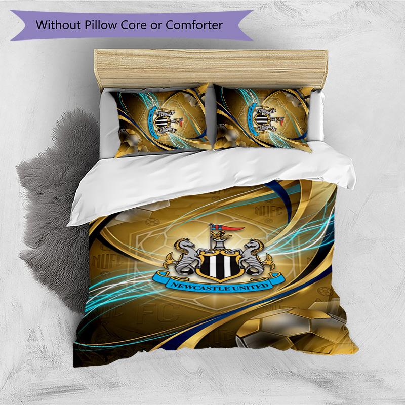 Set Lenzuola Stampato Newcastle United Football 3 Pezzi, Comodo Set Copripiumino per Camera da Letto Amico della Pelle