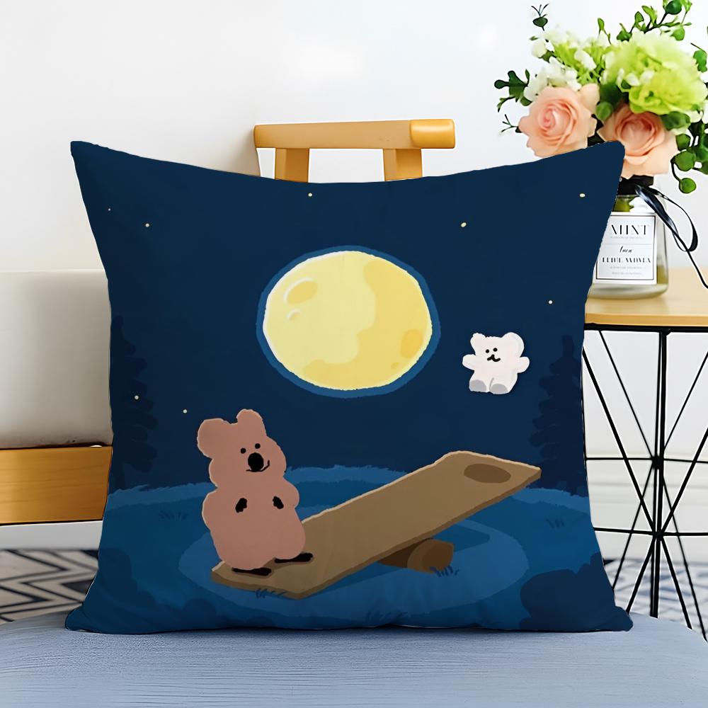 Korean Stationery DDinotaeng Cushion Cover Washable Linen Comfort Soft  for Sofa Bed Cozy Home Room Decor