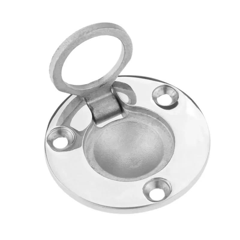 4Pcs Yacht Boat Ring Hatch 50mm Round Flush Pull Latch StainlessSteel Deck Recessed Pull Handle Marine Mount Lifting Ring Locker